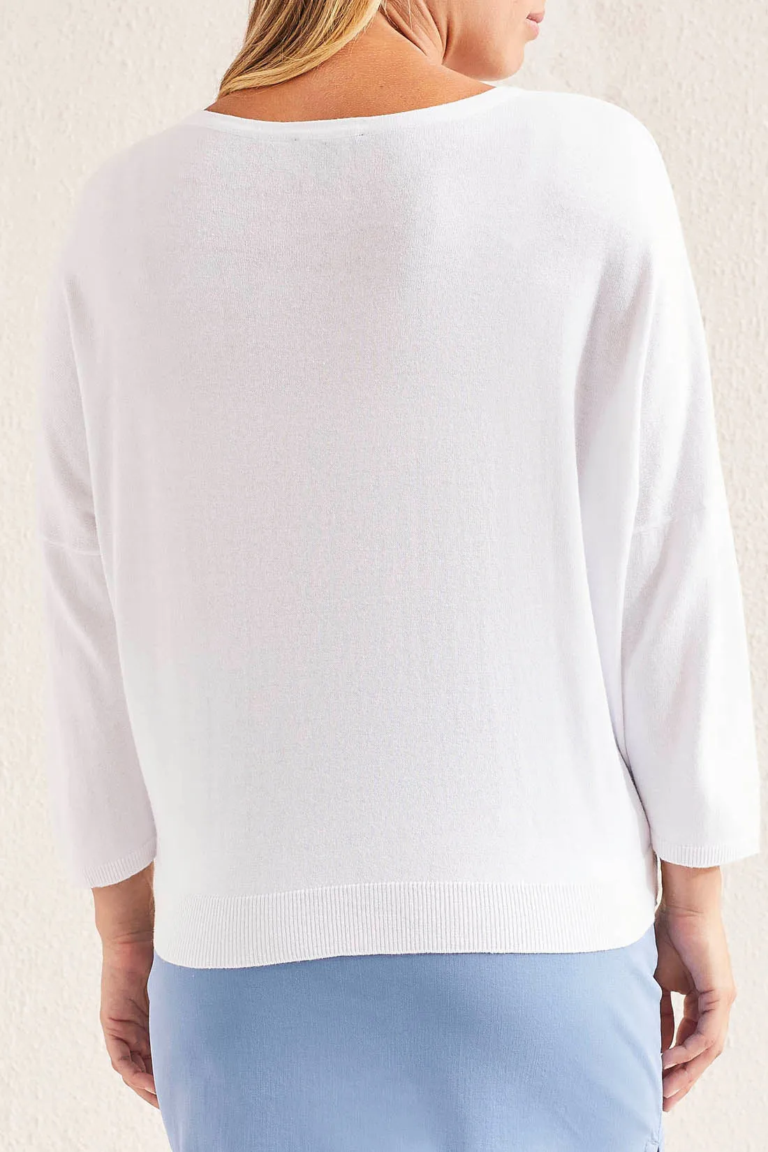 3/4 Sleeve Sweater with Scoop Neck