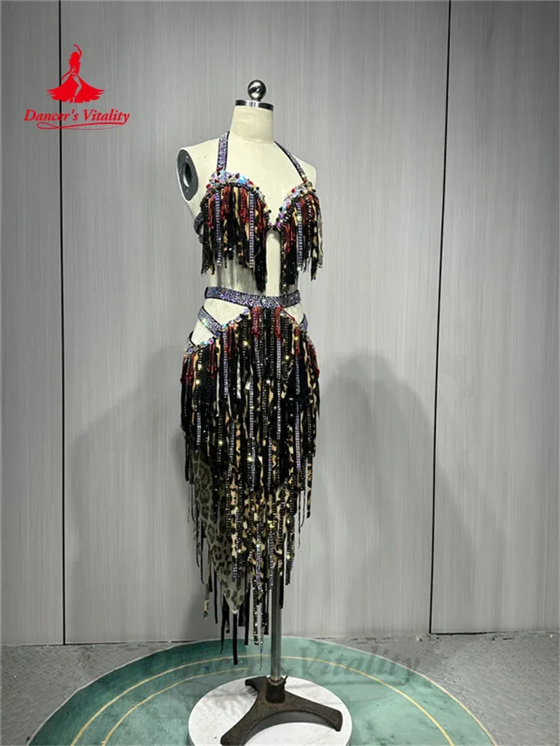 Belly Dance Costume Suit Customsized Women's Tassels Bra irregular Long Skirt Oriental Dance Professional Performance Clothing