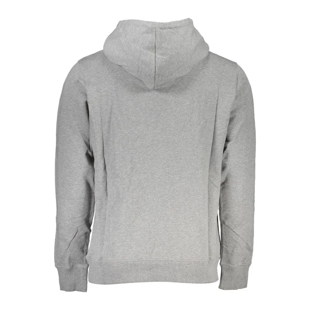 Calvin Klein Chic Gray Hooded Sweatshirt with Central Pocket