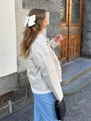 Cropped Double Breasted Vintage Notched Neck Pockets Long Sleeve Solid Loose Street Outfit Stylish Coat