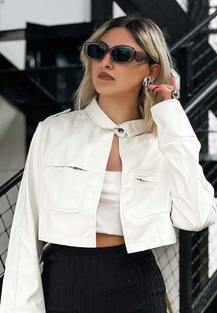 Faux Leather Crop Jacket