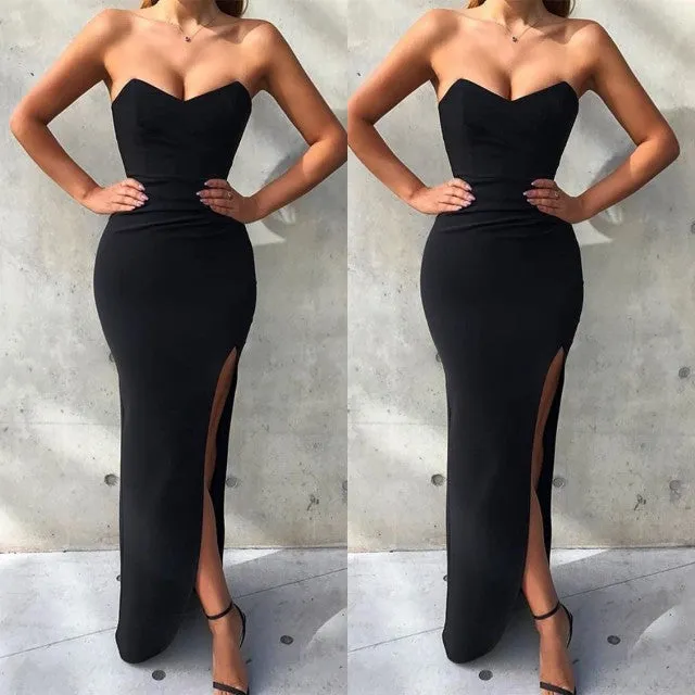 Gorgeous Sweetheart Sleeveless Prom Dress on Sale | Mermaid Black Evening Gowns With Split BC1494