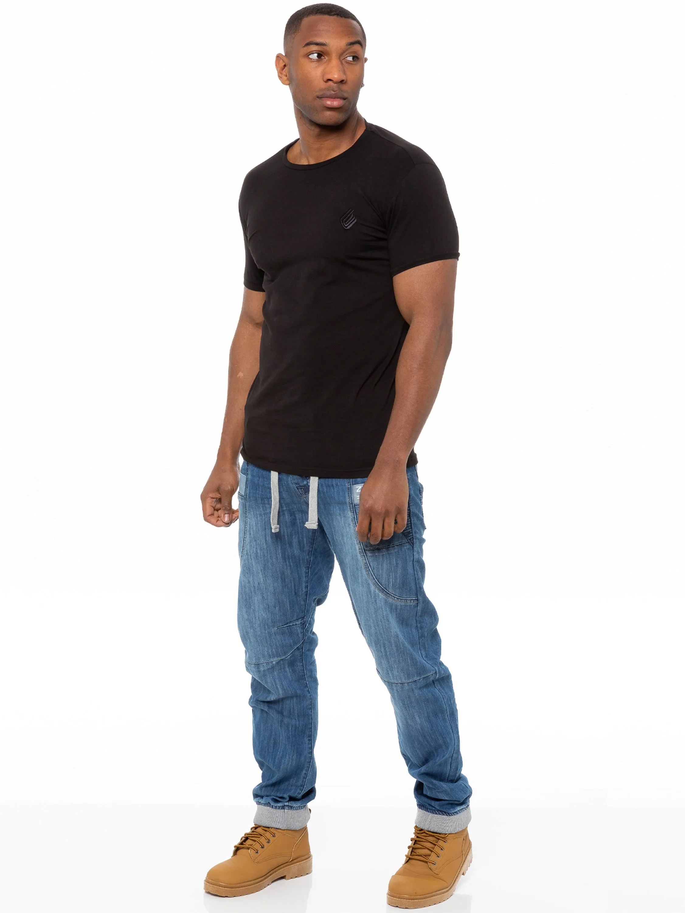 Mens Cuffed Fit Denim Jeans | Enzo Designer Menswear