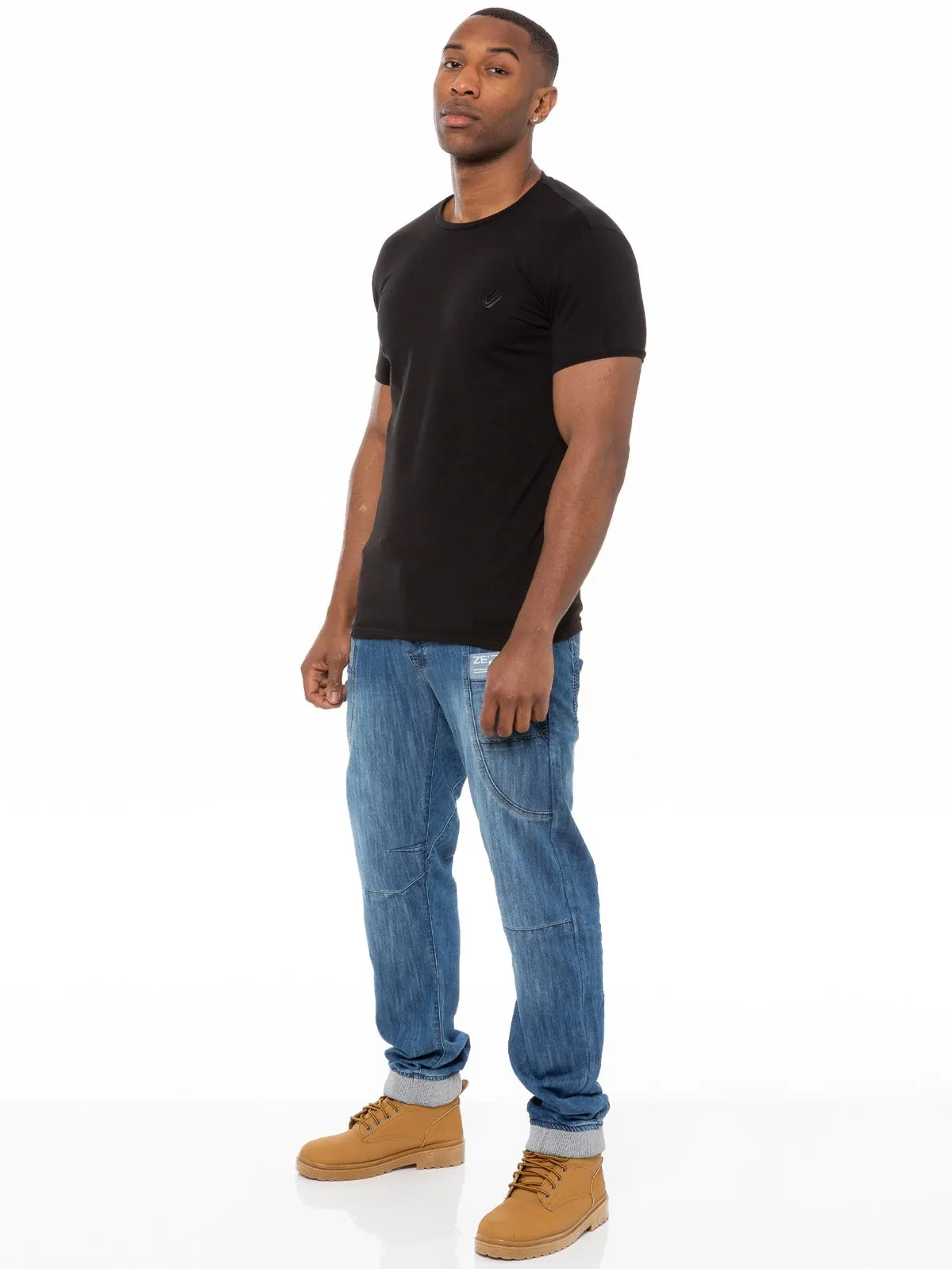 Mens Cuffed Fit Denim Jeans | Enzo Designer Menswear